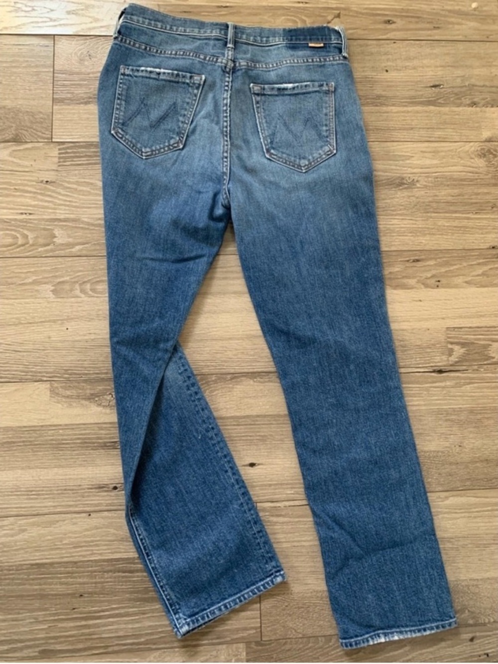 MOTHER Straight Leg Jeans in Medium Wash Blue - Picture 2 of 5